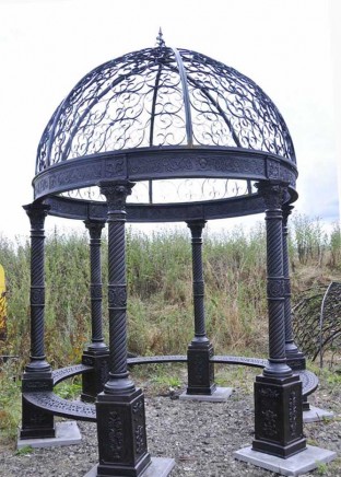 Large Victorian Cast Iron Gazebo Architectural Garden Seat Dome Canopy