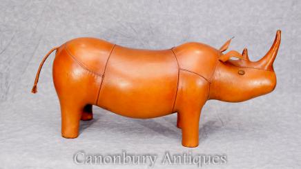 Leather Rhino Rhinocerous Statue Foot Stool Interiors Design