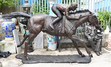 Lifesize Horse and Jockey Statue Derby Garden Casting