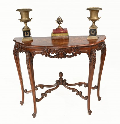 Louis XV Console Table Mahogany Marquetry Inlay