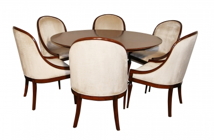 Mahogany Art Deco Dining Set - Table and Six Chairs