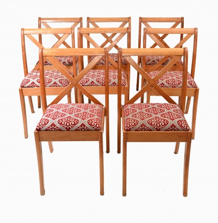 Mid Century Modern Dining Chairs Satinwood Set 8