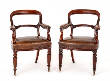 Pair Antique Desk Chairs William IV Mahogany