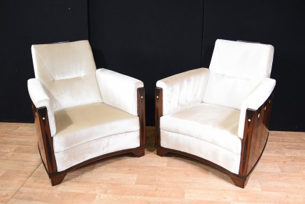 Pair Art Deco Arm Chairs Rosewood Inlay Club Chair