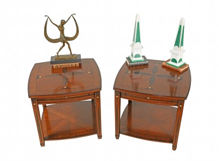 Pair Art Deco End Tables Side Inlay