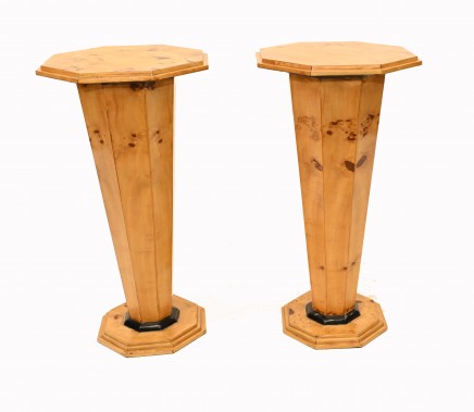 Pair Art Deco Pedestal Stands Tables