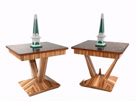 Pair Art Deco Side Tables Sapin