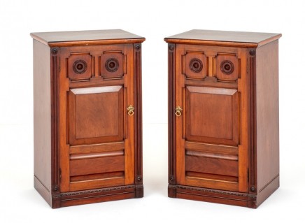 Pair Arts and Crafts Cabinets Mahogany Nightstands 1900