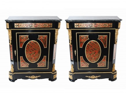 Pair Boulle Cabinets French Louis XVI Interiors Commode