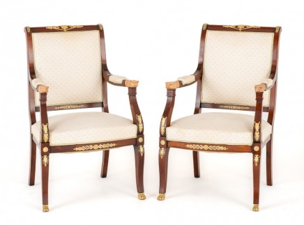 Pair Empire Armchairs French Chairs 1880