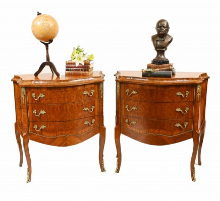 Pair Empire Bedside Chests French Nightstands