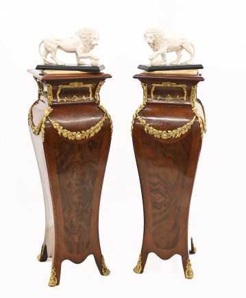 Pair Empire Pedestal Stands Bombe Tables