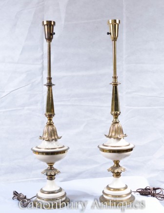 Pair Empire Table Lamps - French Porcelain Lights