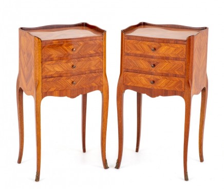 Pair French Bedside Chests Satinwood Nightstands