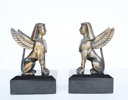 Pair French Bronze Empire Sphynx Griffins Sphinxes