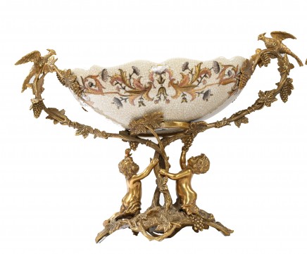 French Cherub Bowl Porcelain Tureen Ormolu Cupid