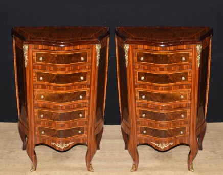 Pair French Chests - Empire Commodes Drawers Tall Boys