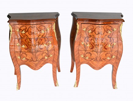 Pair French Empire Bombe Chests Drawers Bedside Tables Nightstand
