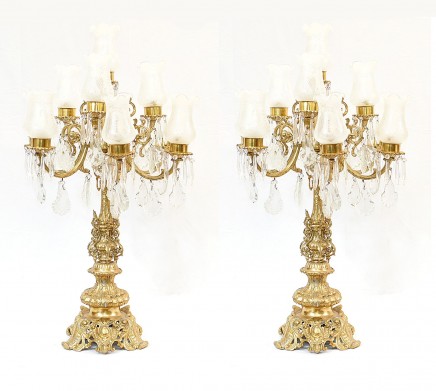 Pair French Gilt Lamps Empire Table Lights