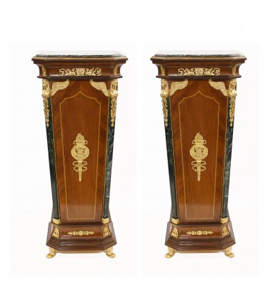 Pair French Pedestal Stands Empire Tables Ormolu