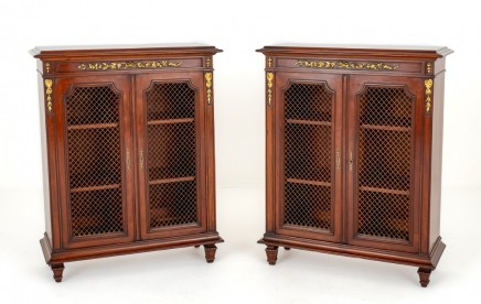 Pair French Side Cabinets Bookcase Walnut 1880