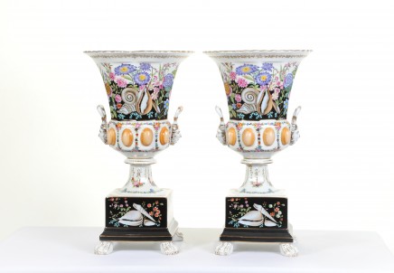 Pair French Urns Paris Sevres Porcelain Vases