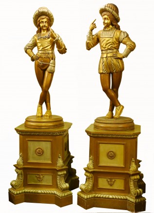 Pair Giant Italian Renaissance Page Boy Statues Medieval Fayre