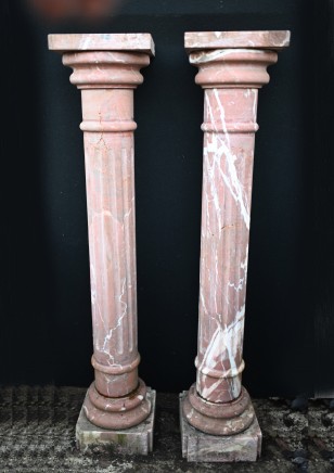 Pair Italian Marble Pedestal Columns Grand Tour