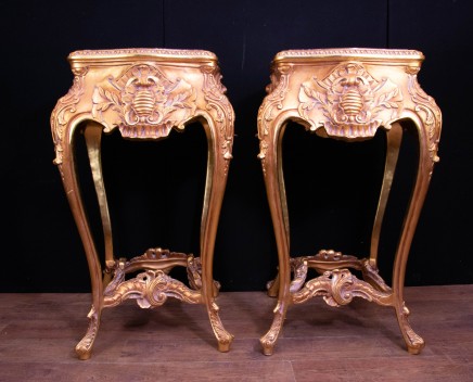 Pair Italian Rococo Tables - Gilt Pedestal Stand