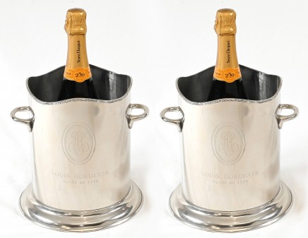 Pair Louis Roederer Silverplate Champagne Buckets