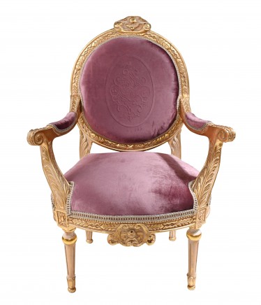 Pair Louis XVI Chairs Gilt French Armchair Fauteuils