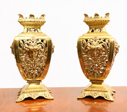 Pair Louis XVI Ormolu Urns Decorative Vases French
