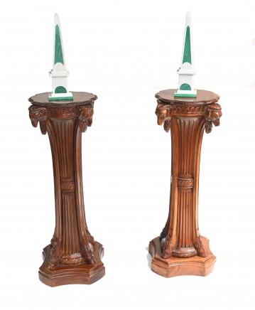Pair Mahogany Pedestal Stands Column Tables William IV