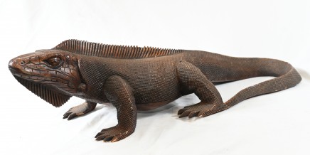 Hand Carved Komodo Dragon Sculpture Lizard Reptile