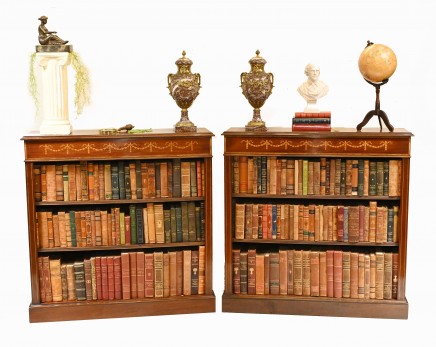 Pair Open Bookcases - Sheraton Regency Mahogany Bookcase