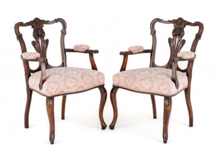 Pair Regency Arm Chairs Antique 1890