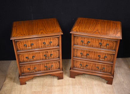 Pair Regency Bedside Chests Cabinets Nightstands