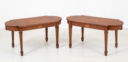 Pair Regency Coffee Tables - Antique Mahogany Inlay 1900