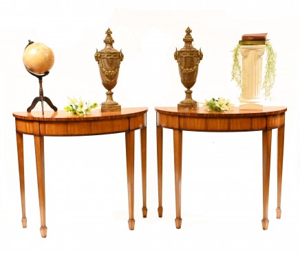 Pair Regency Console Tables Satinwood Hall Table