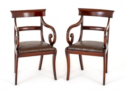 Pair Regency Elbow Chairs Mahogany Period Furniture
