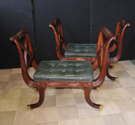 Pair Regency Stools Seats in Mahogany Day Chair