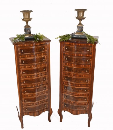 Pair Regency Tall Boy Chests Drawers