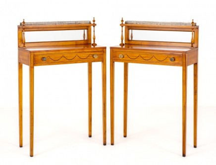 Pair Sheraton Console Tables Satinwood Painted