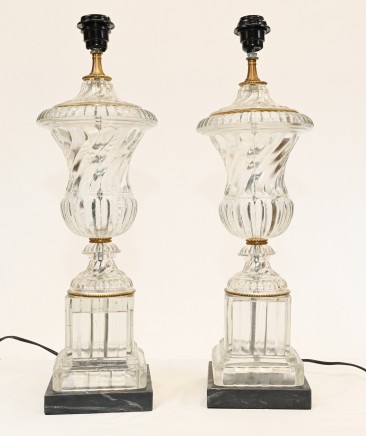 Pair Table Lamps Bohmian Glass Lights Classical Urns