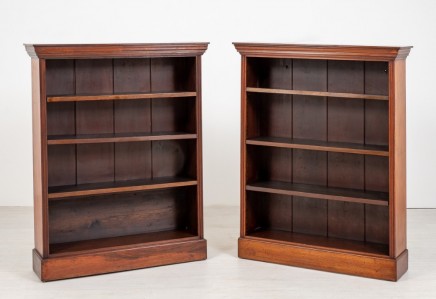 Pair Victorian Bookcases Open Front Mahogany 1870