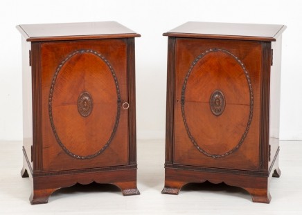 Pair Victorian Side Cabinets - Mahogany Nightstands 1880