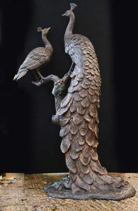 Pair XL Bronze Pheasants Garden Bird Statue Casting