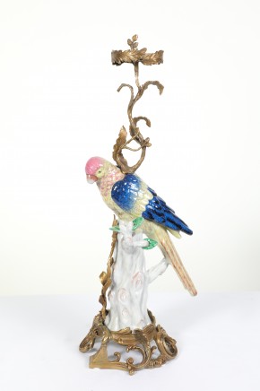 Parrot Candelabra French Porcelain Bird Candlestick