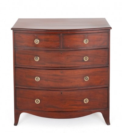 Period Regency Chest Drawers Bow Front Mahogany