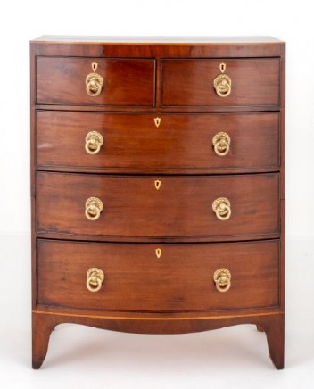 Regency Bow Front Chest Drawers Mahogany Commode